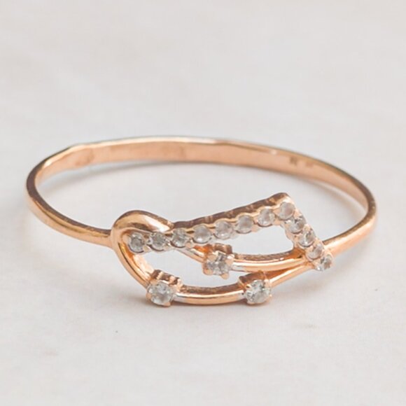 Russian 14k Rose Gold Diamond Chip Geometric Stacking Ring · Sz 9 - Picture 8 of 12